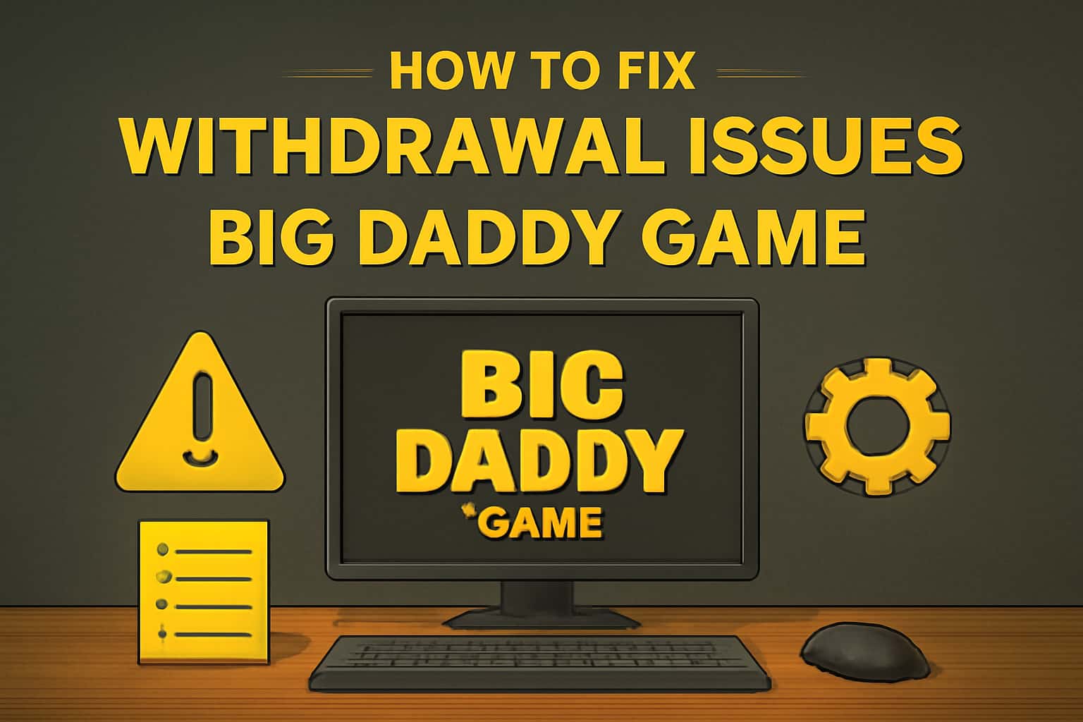 An informational scene about resolving withdrawal issues for Big Daddy Game.