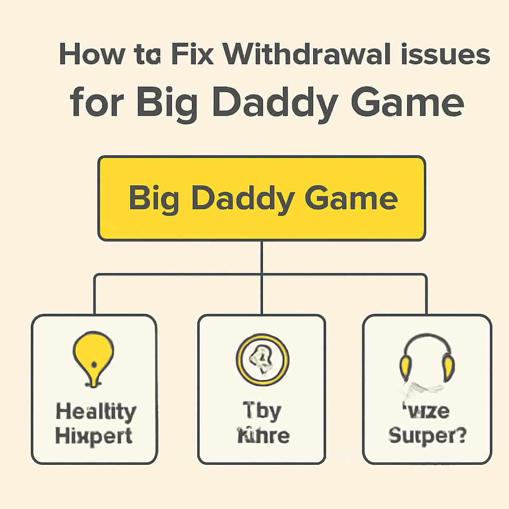 An illustration detailing the process of addressing withdrawal issues in Big Daddy Game.