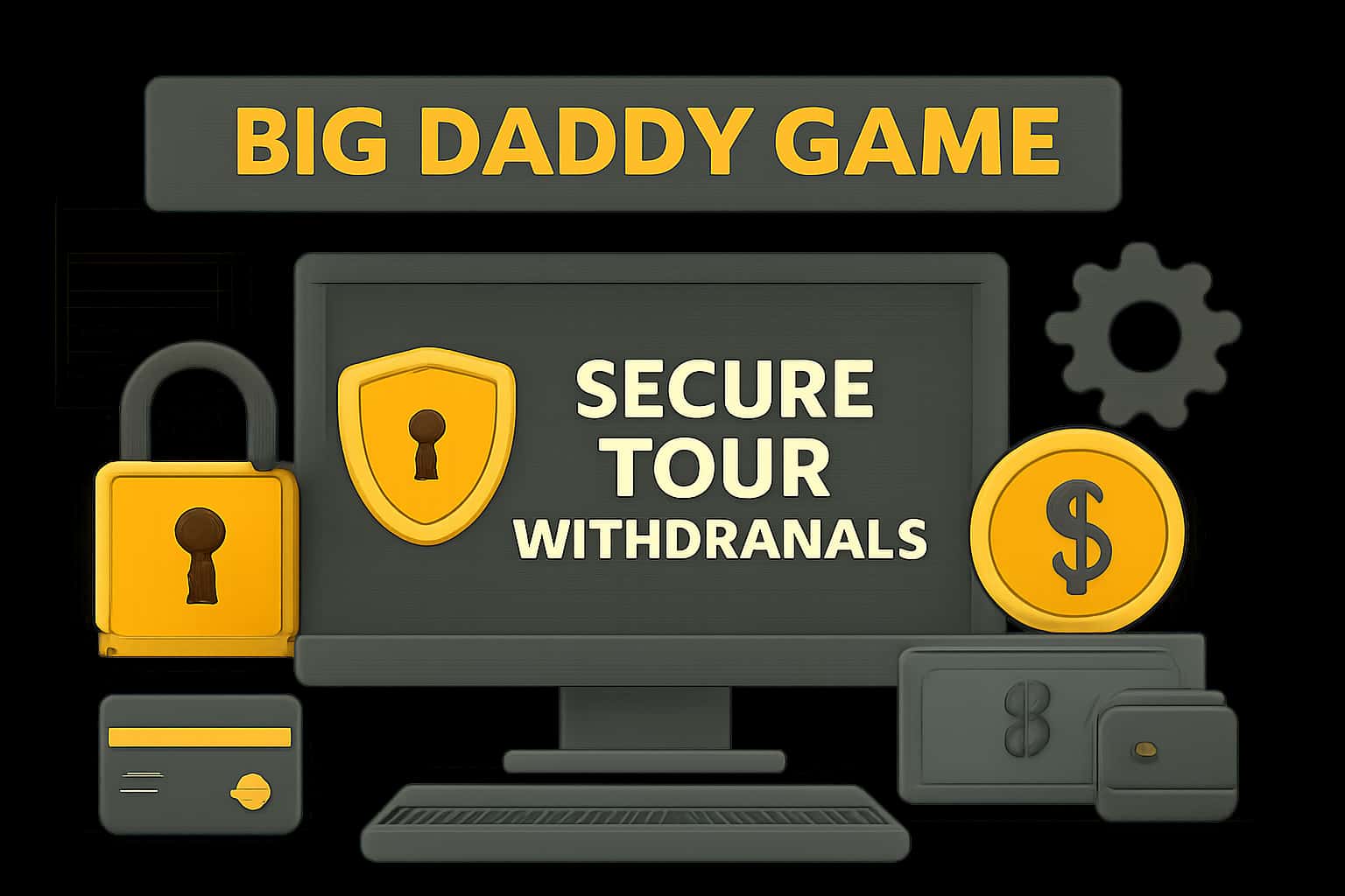 A professional illustration showcasing the title 'Secure Your Big Daddy Game Withdrawals' with a high-tech aesthetic.