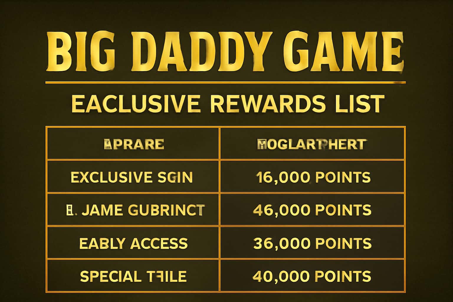 An informative scene about the Big Daddy Game Exclusive Rewards List.