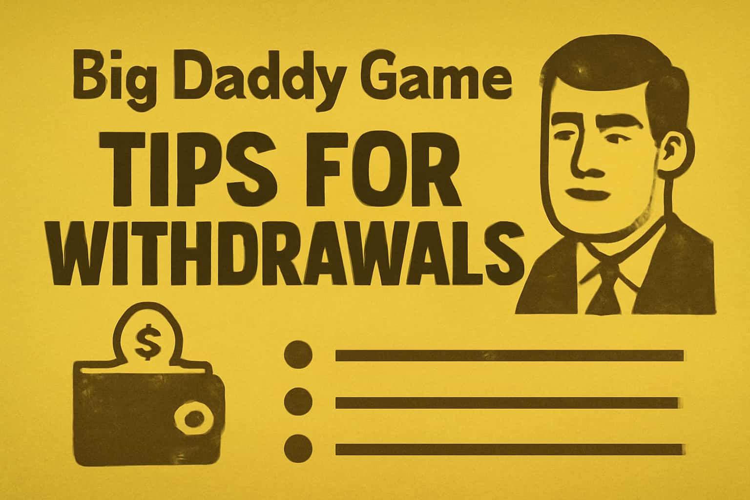 An informative graphic depicting withdrawal tips for Big Daddy Game.