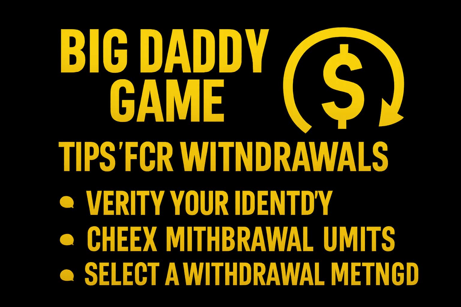 Informational scene showcasing withdrawal tips for Big Daddy Game.